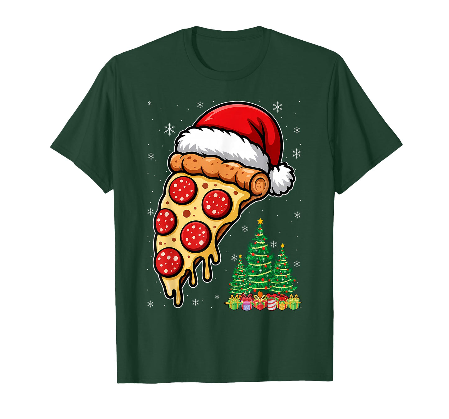 Funny Pizza Lover Santa Hat Christmas Pajama Pepperoni T-Shirt