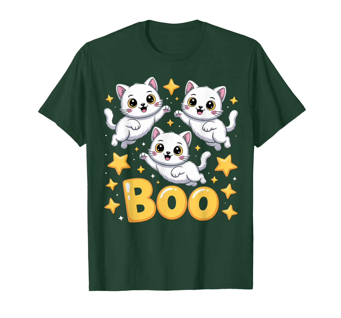 CAT Ghost Boo Cute Kitty Cats Lover Halloween Women Men T-Shirt