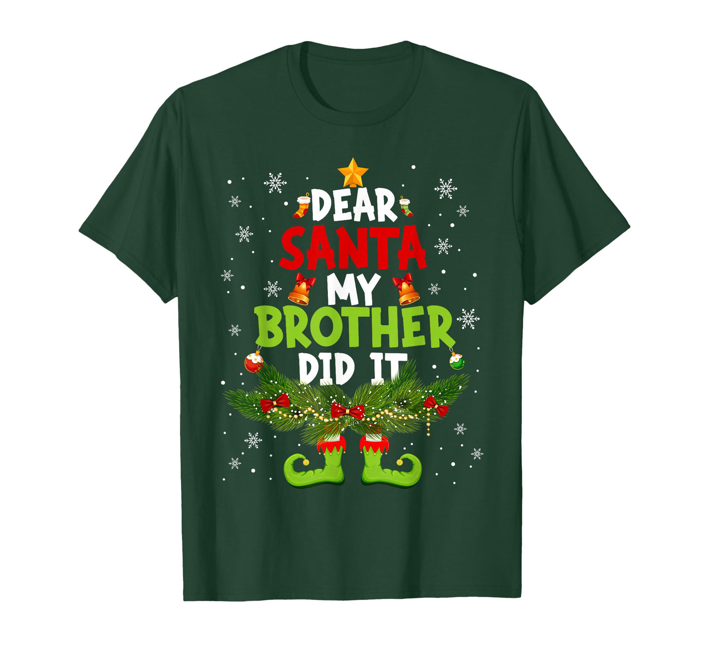 Dear Santa My Brother Did It Pajamas Christmas Xmas Men Wome T-Shirt