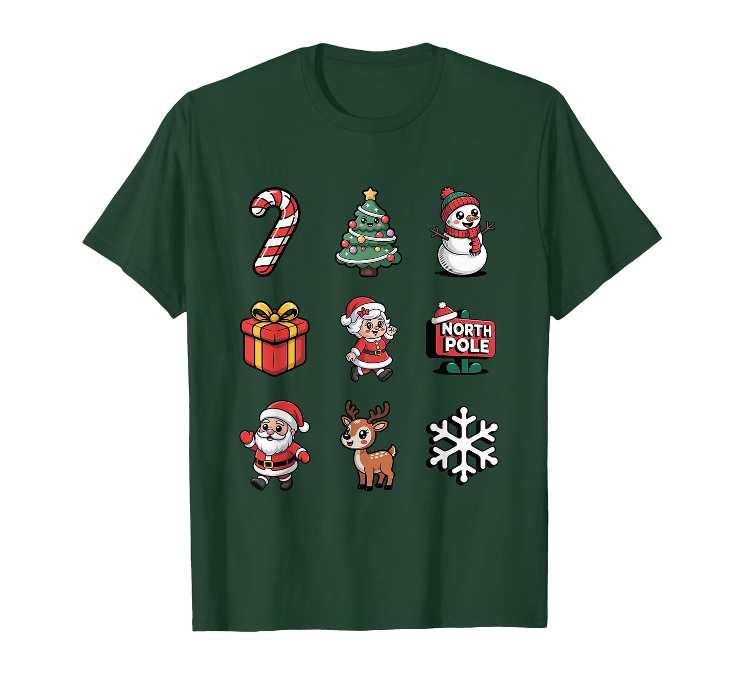 Fun Elf Santa Gingerbread Snowman Holiday T-Shirt