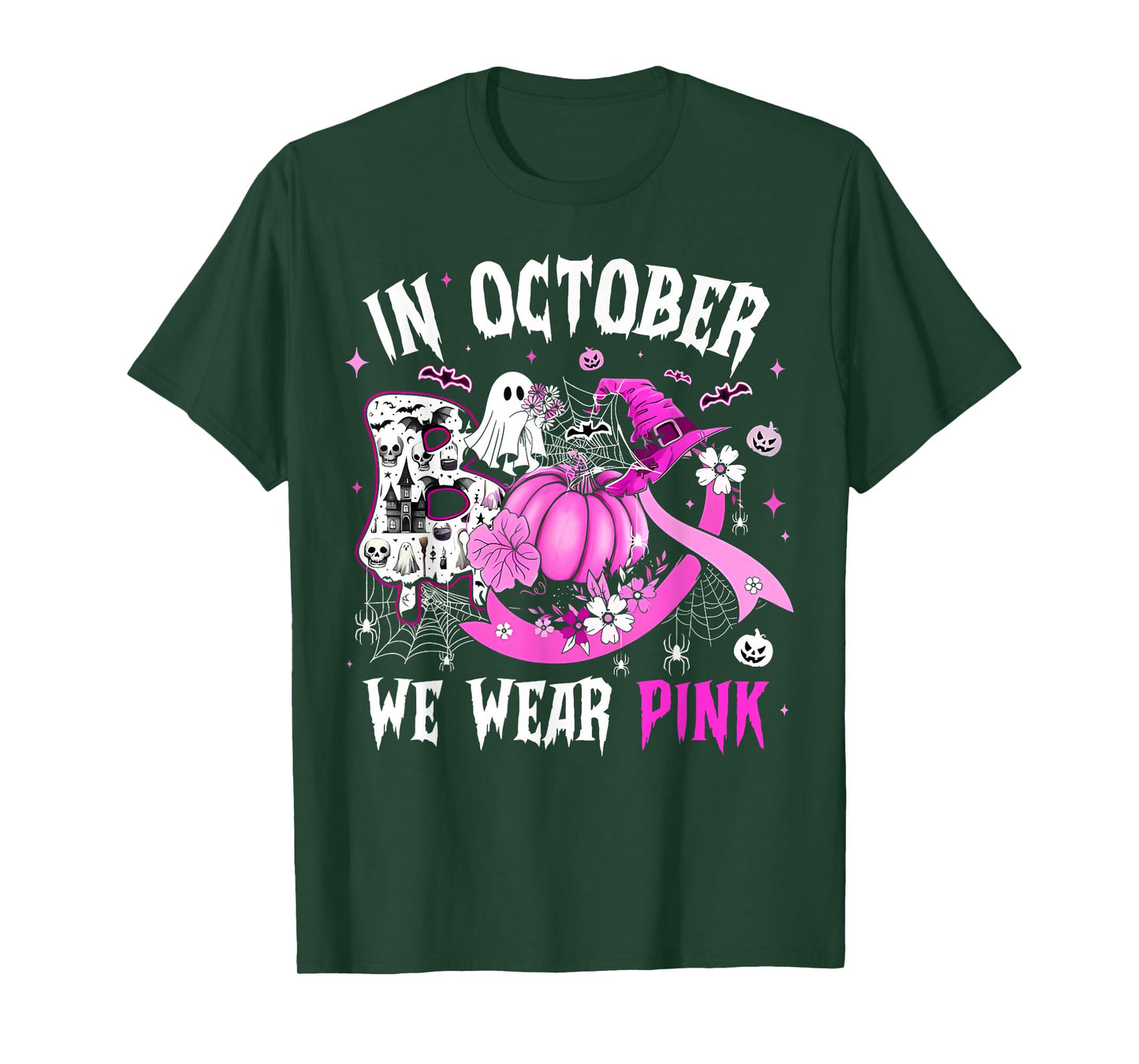 Breast Cancer Awareness We Wear Pink in October Women Girls T-Shirt