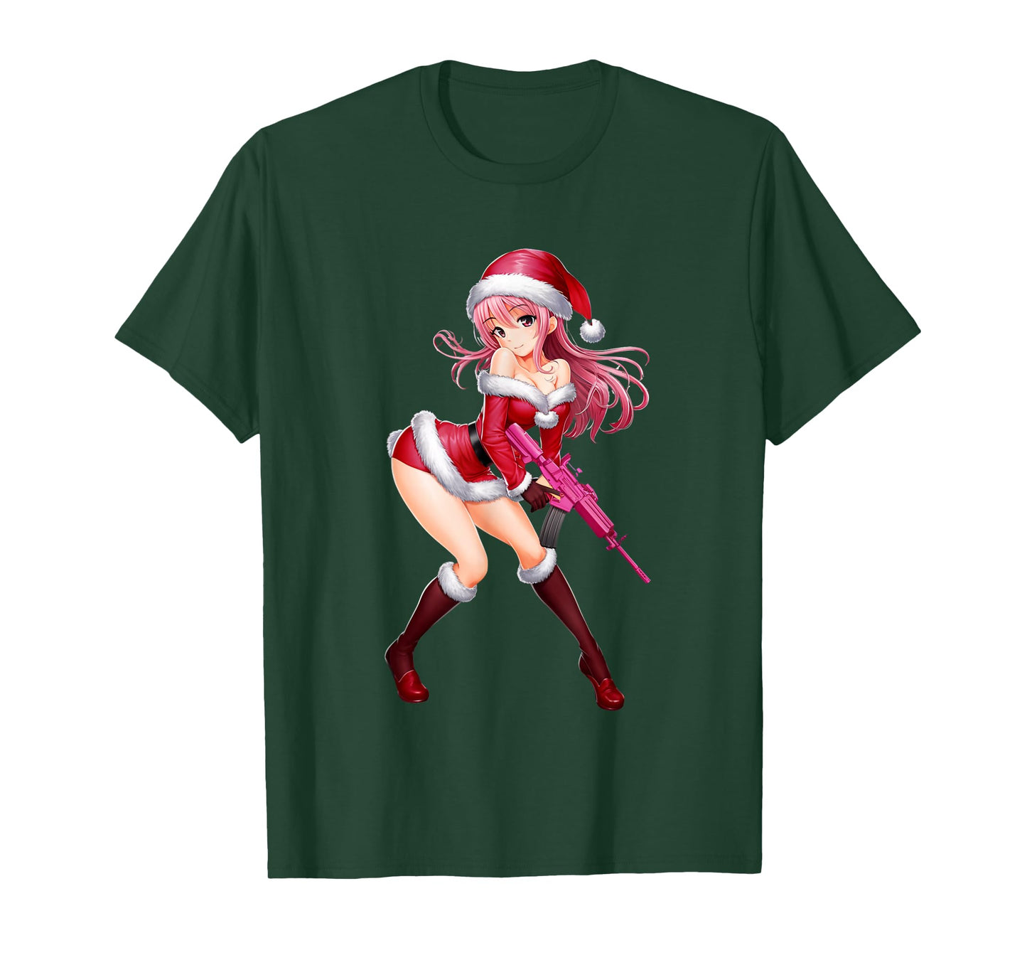 Waifu Sexy Anime Girl Cyberpunk Santa Japanese Christmas T-Shirt