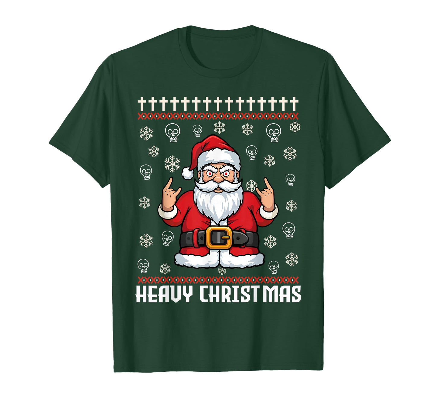 Hail Santa Pagan Happy Solstice Metal Christmas Santa Rocker T-Shirt