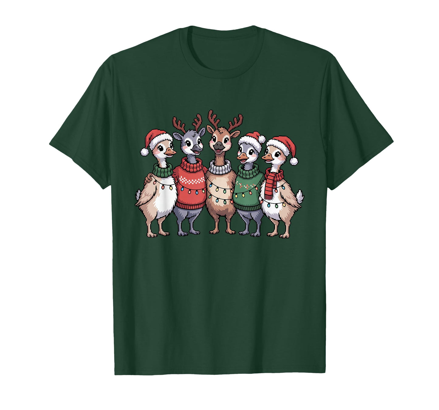 Christmas Lights Goose Santa Funny Xmas Ducks for Men Women T-Shirt