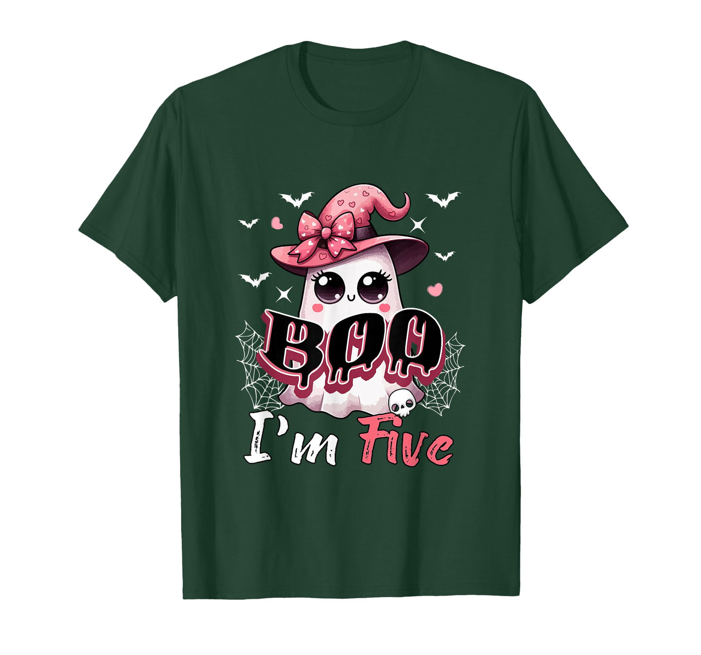 Boo I'm Five Halloween 5th Birthday Boo As Witch Lover Kids T-Shirt