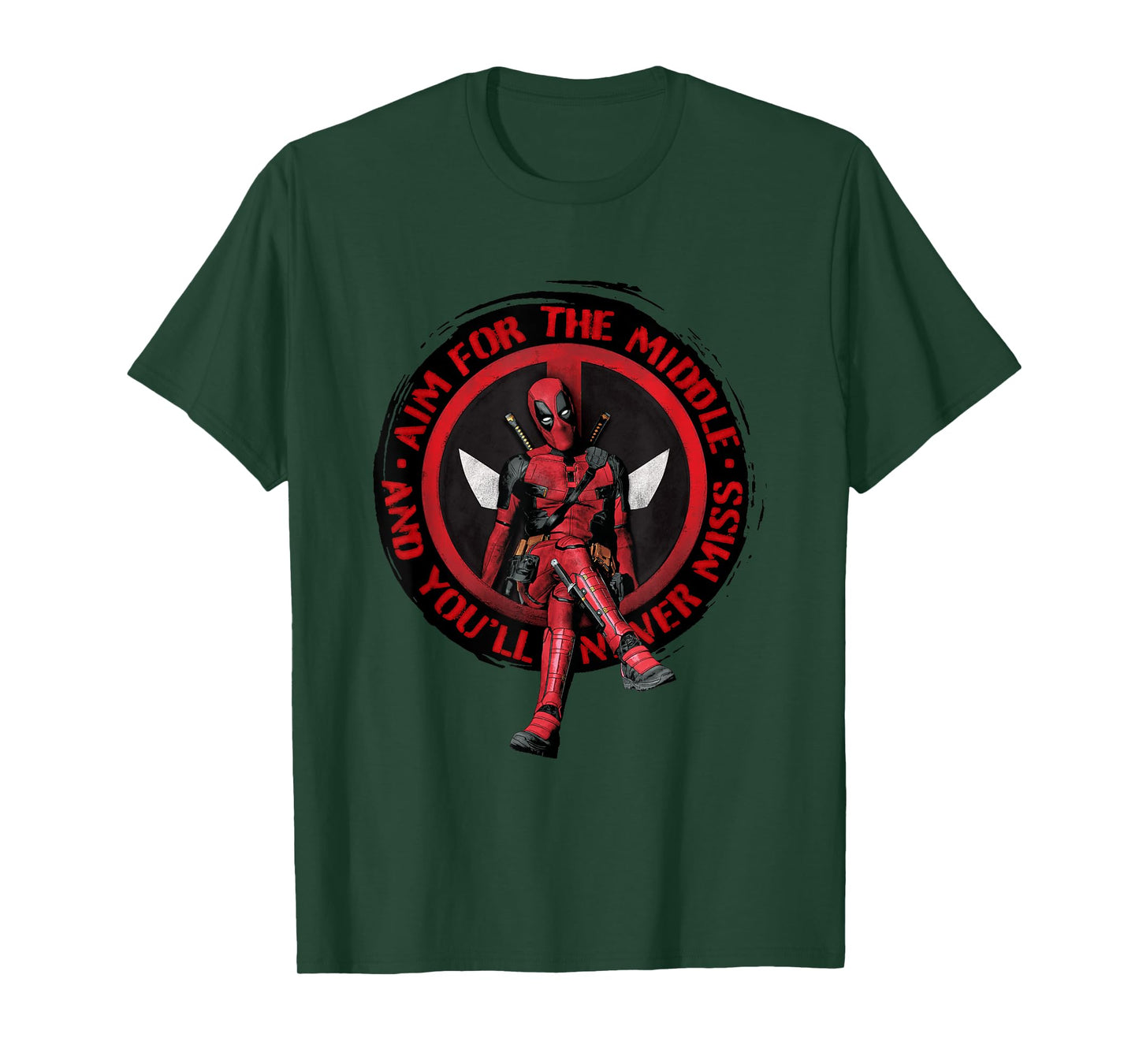 Marvel Deadpool & Wolverine Aim For The Middle Distressed T-Shirt