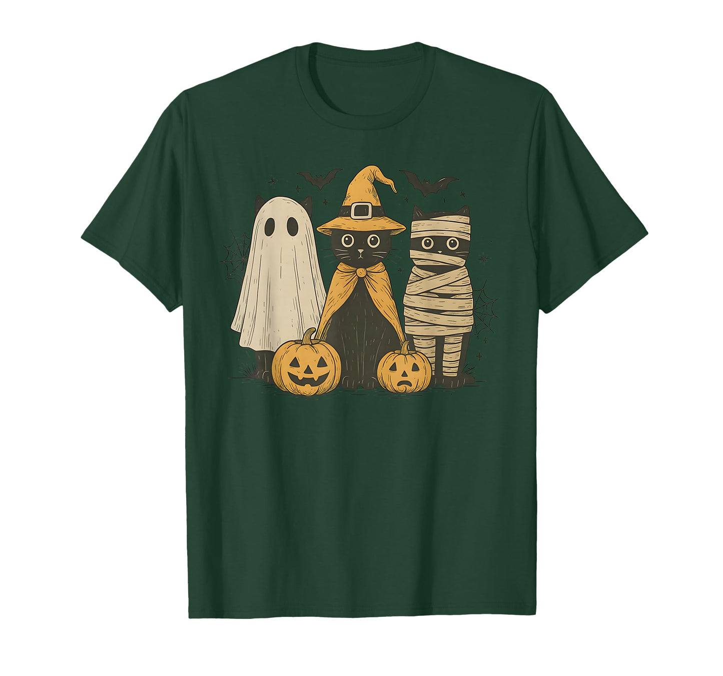 Black Cat Witch Ghost Scary Halloween Pumpkin Men Kids Gifts T-Shirt