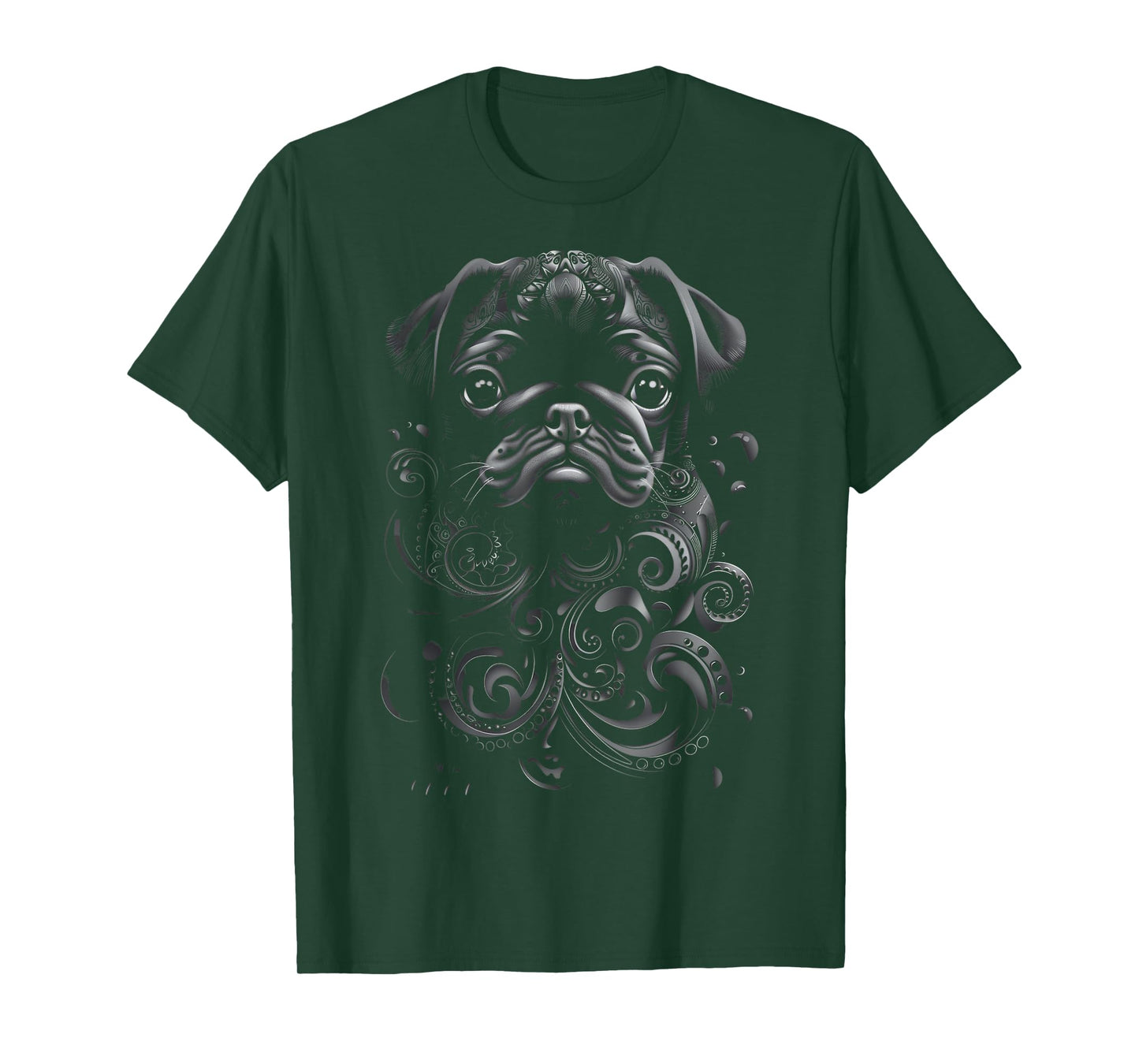 Black Pug Tribal Vintage Retro Graphic T-Shirt