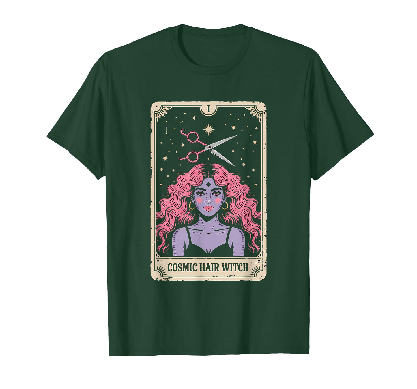 Cosmic Hair Stylist Tarot Card Witch Retro T-Shirt