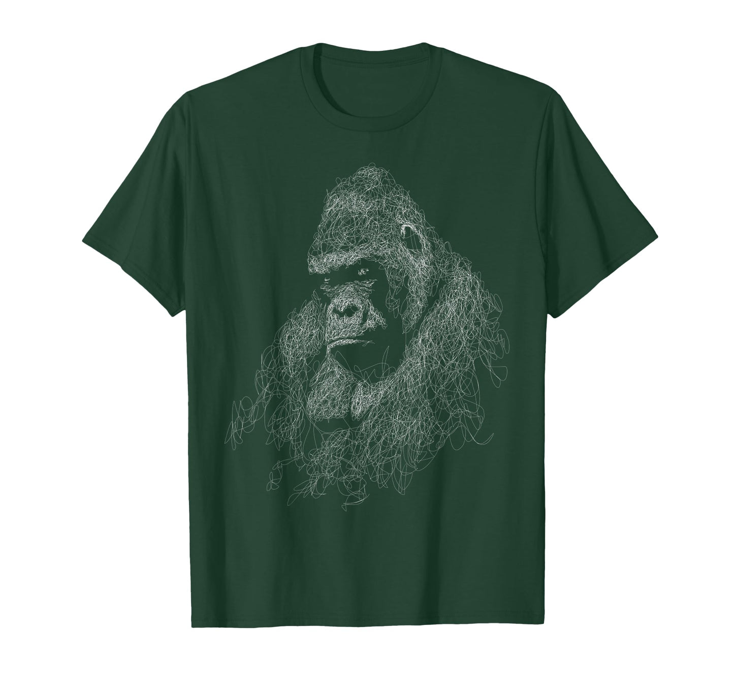 gorilla face scribble art head for lover Silverback animals T-Shirt