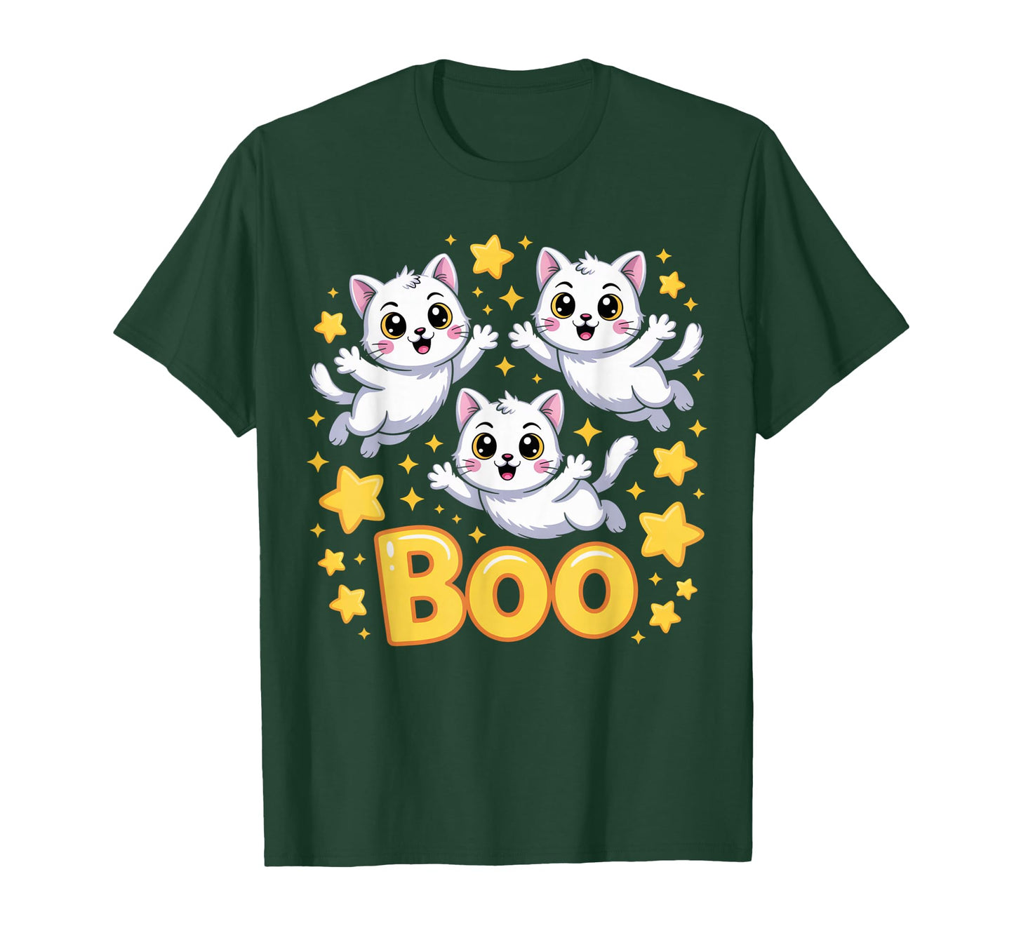 CAT Ghost Boo Cute Kitty Cats Lover Halloween Women Men T-Shirt
