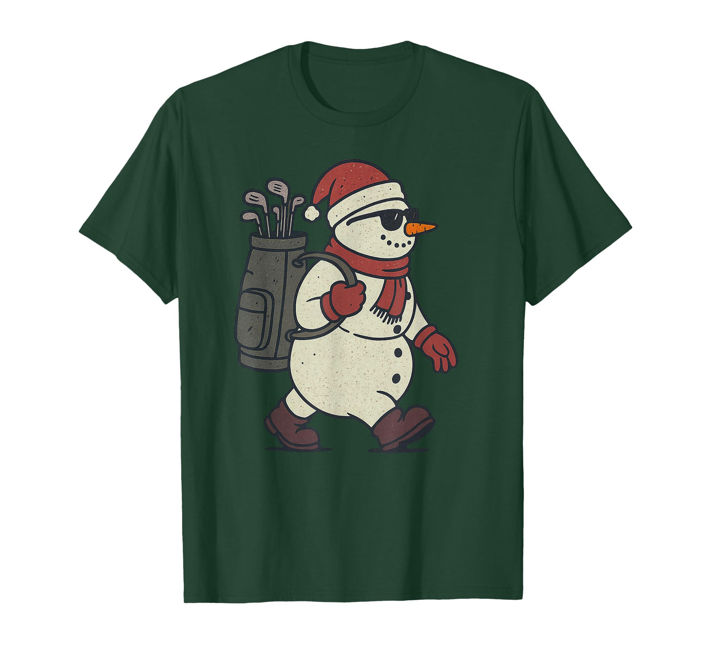 Snowman Playing Golf Christmas Vintage Funny Xmas T-Shirt
