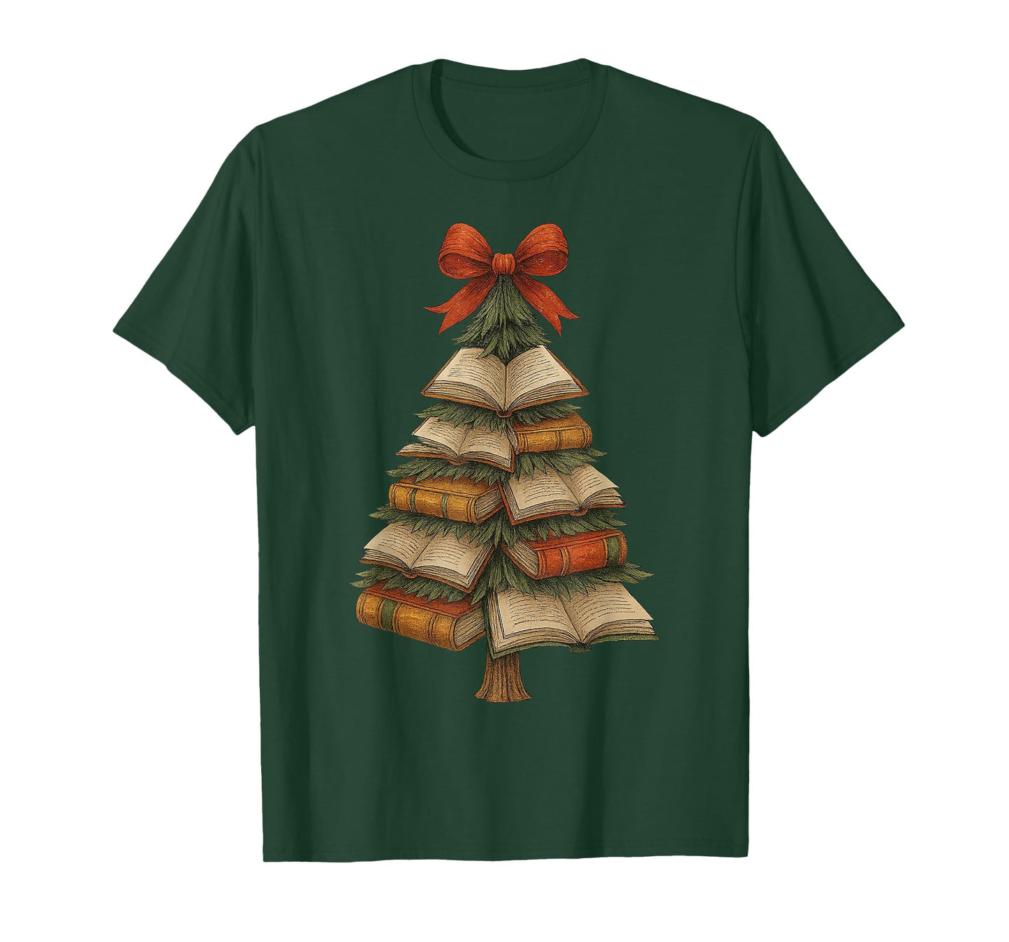 Vingate Retro Christmas Tree Coquette Xmas Book Club Book T-Shirt