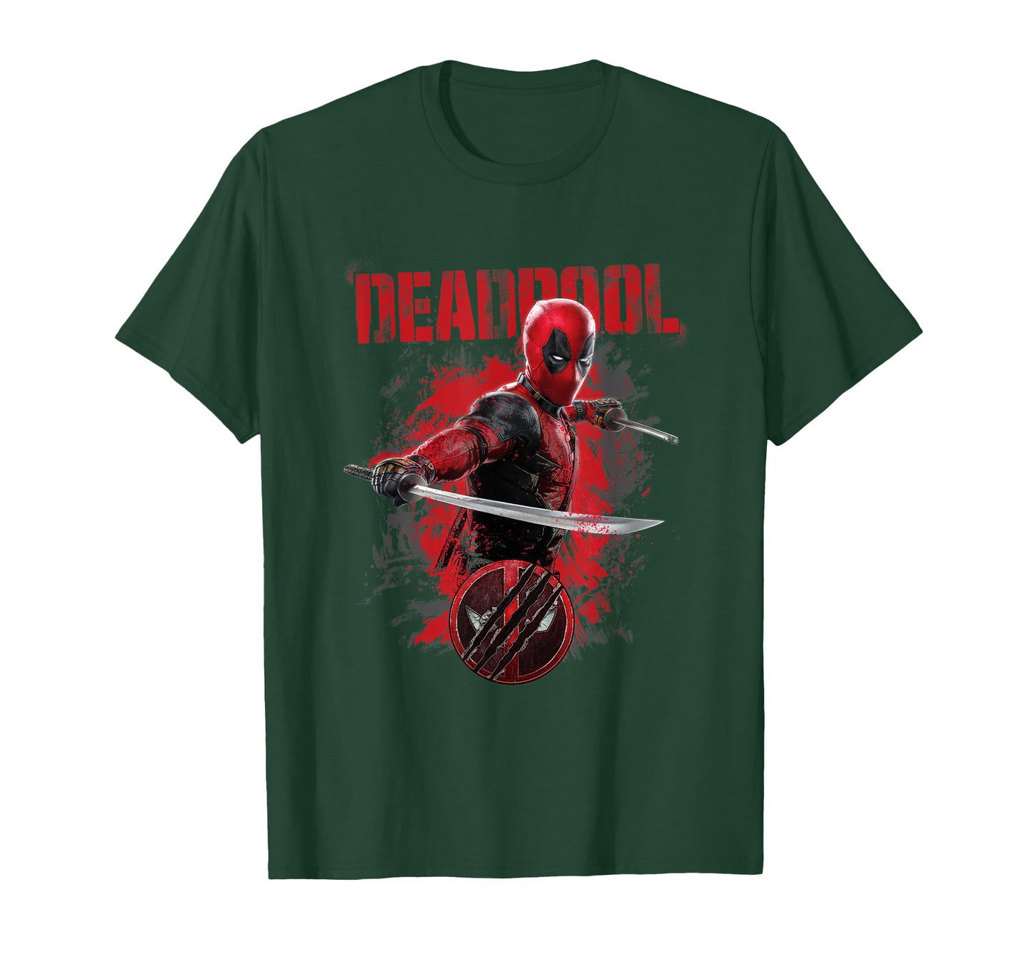 Marvel Deadpool & Wolverine Distressed Red Stamp Hero Logo T-Shirt