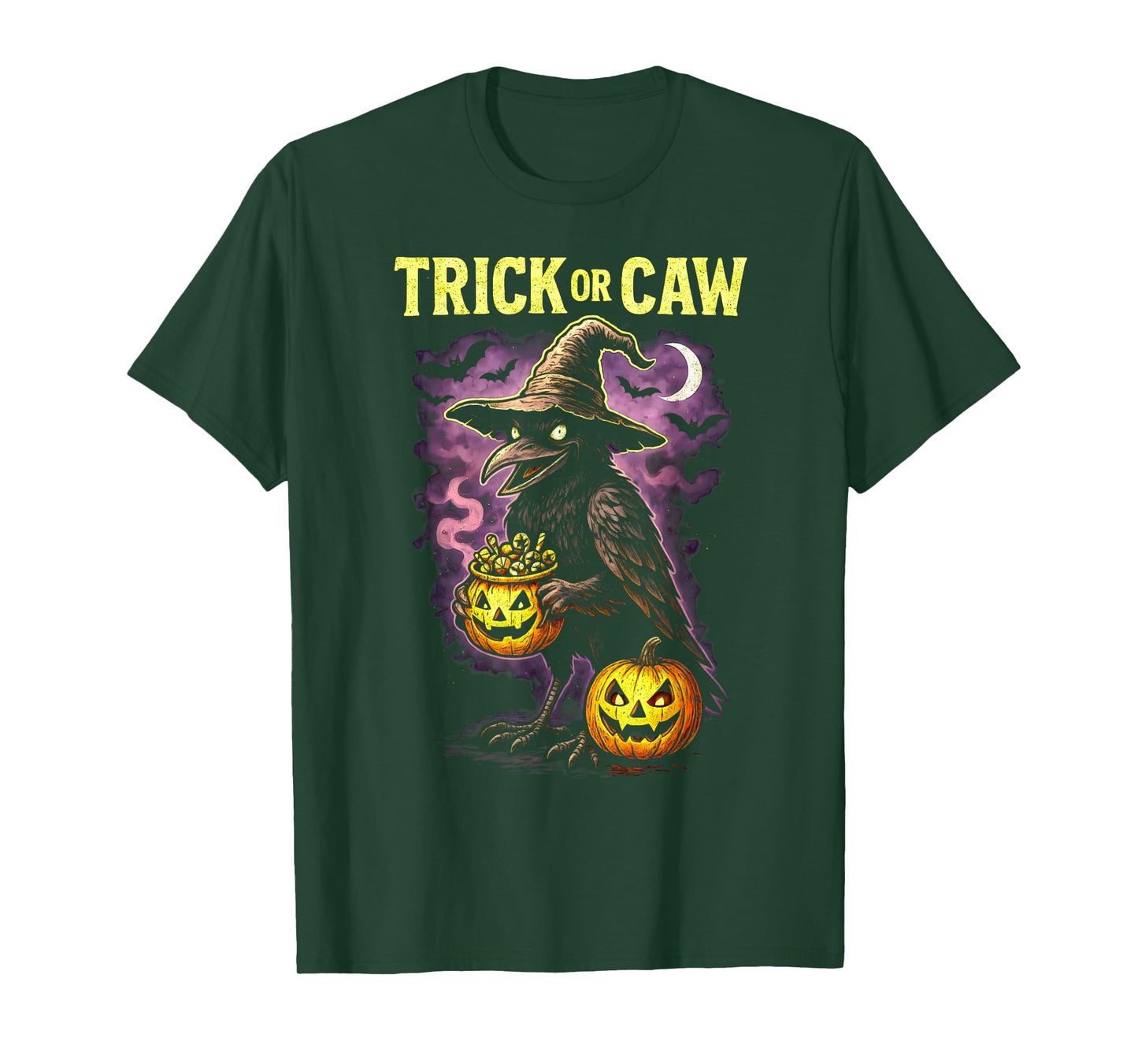 Funny Trick Or Caw Crow Halloween Raven Costume Spooky Bird T-Shirt