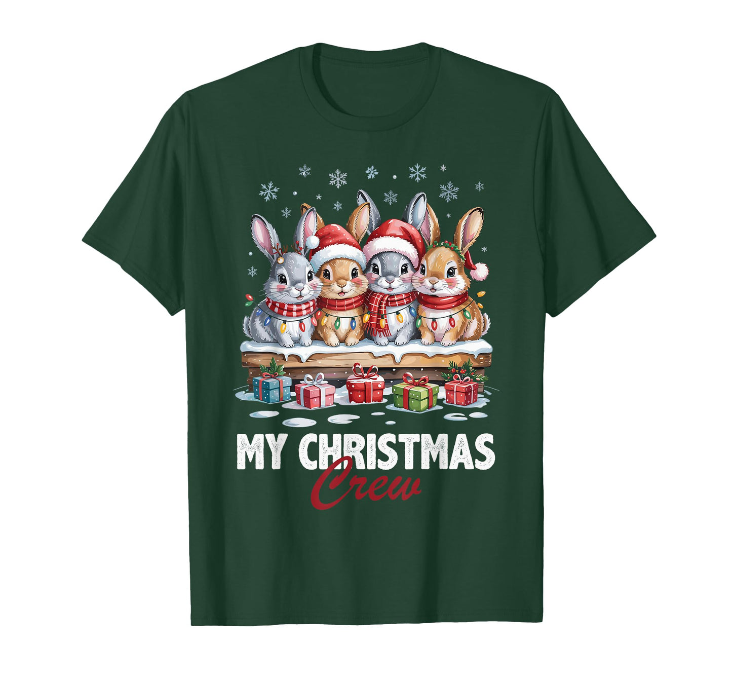 Rabbit Christmas Crew Cute Pet Lovers Funny Holiday Pajama T-Shirt