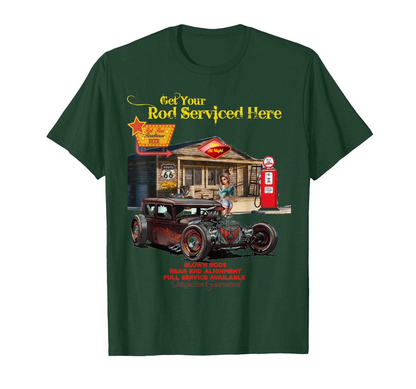 Vintage Rat Rod T Shirt Pinup Girl Mens Tee T-Shirt