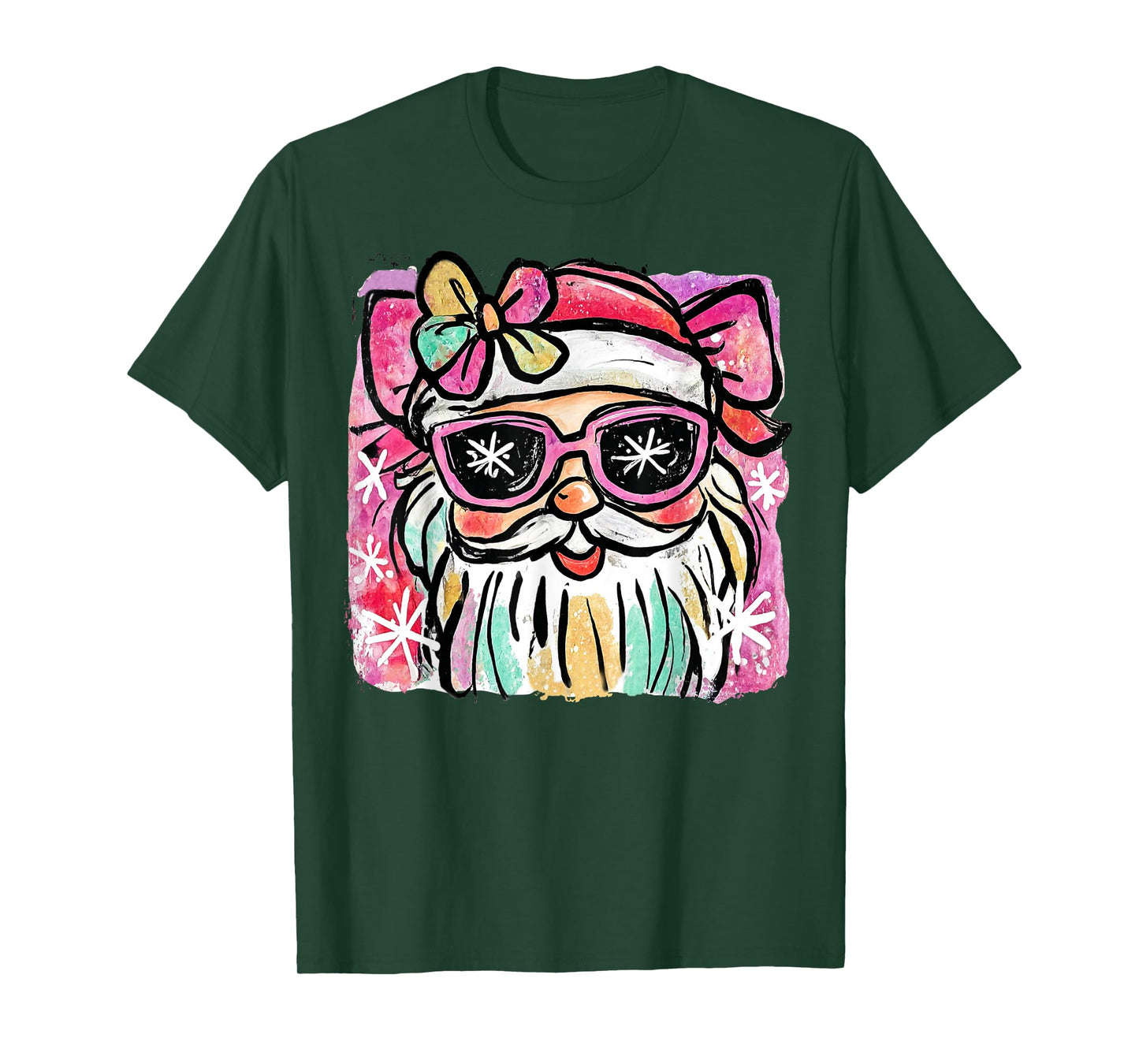 Preppy Santa Claus Coquette Christmas Girls Womans Cute Xmas T-Shirt
