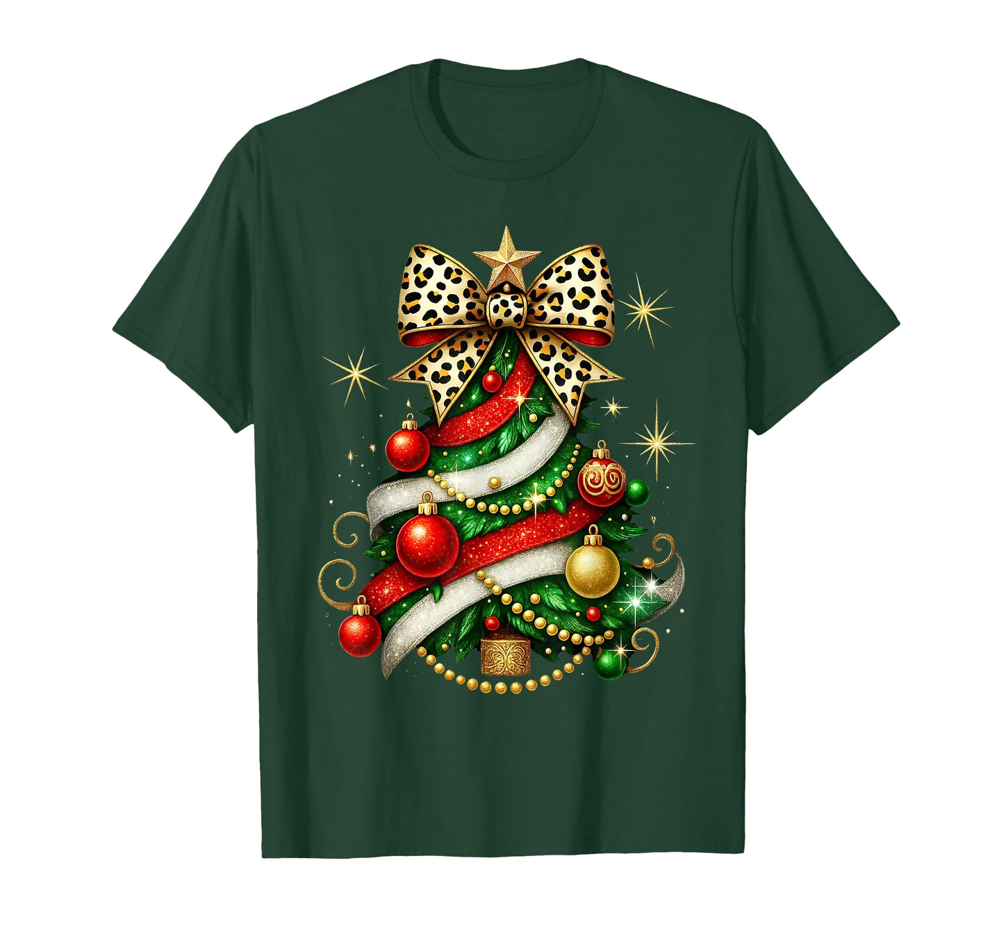 Merry Christmas Coquette Bow Xmas Tree Ornament Funny Family T-Shirt