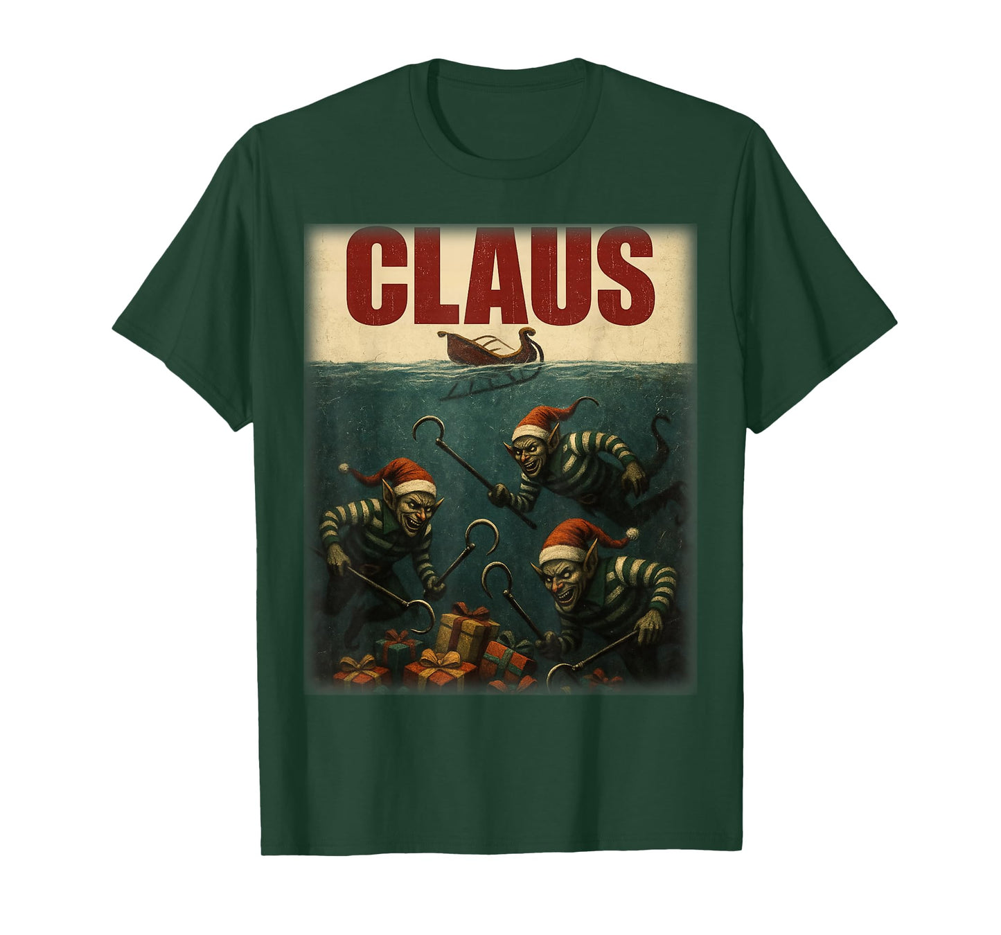 Creepy Claus Horror Christmas Dark Elf Top T-Shirt