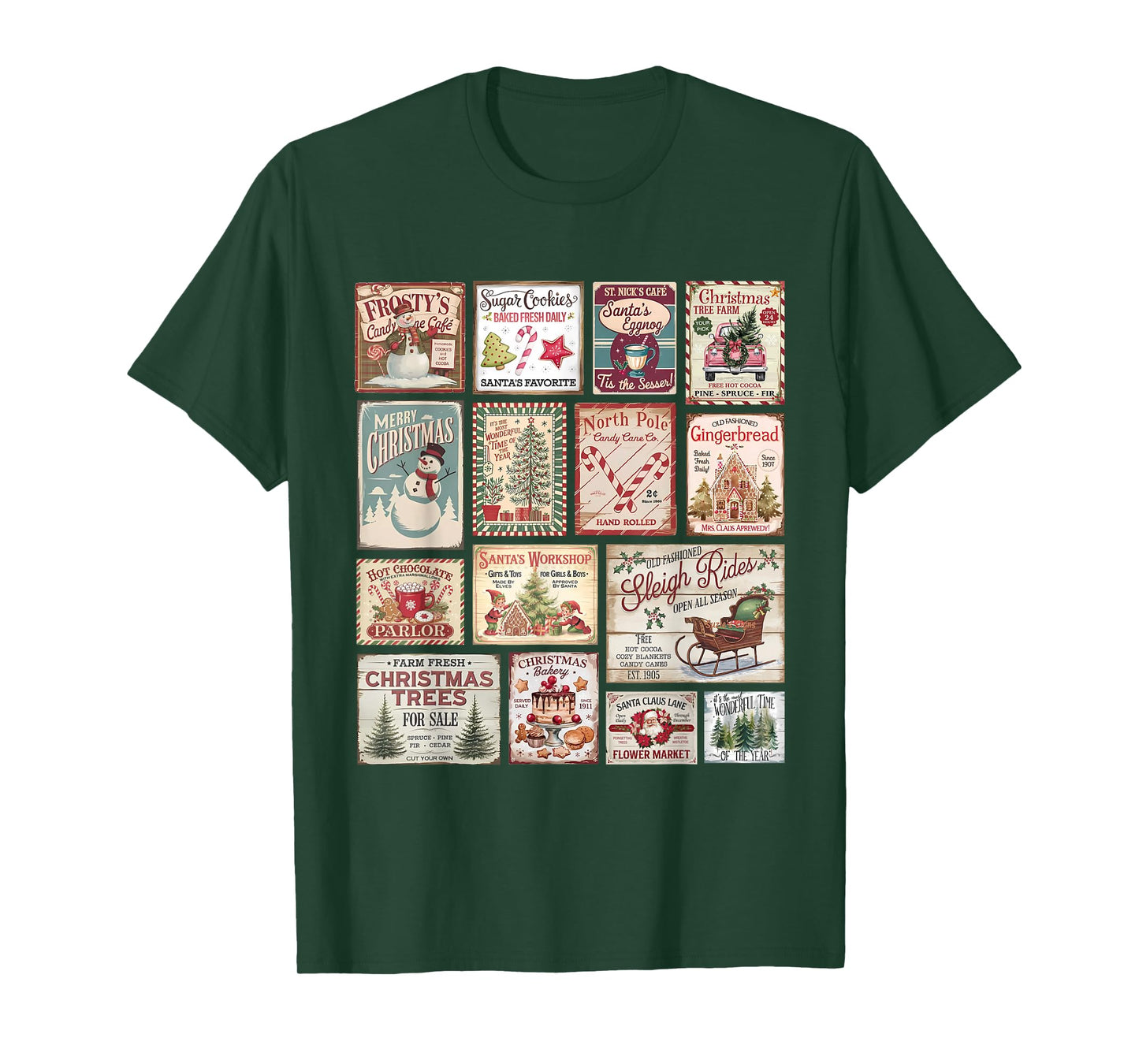 Retro Vintage Merry Christmas Stamps Santa Claus Hot Cocoa T-Shirt