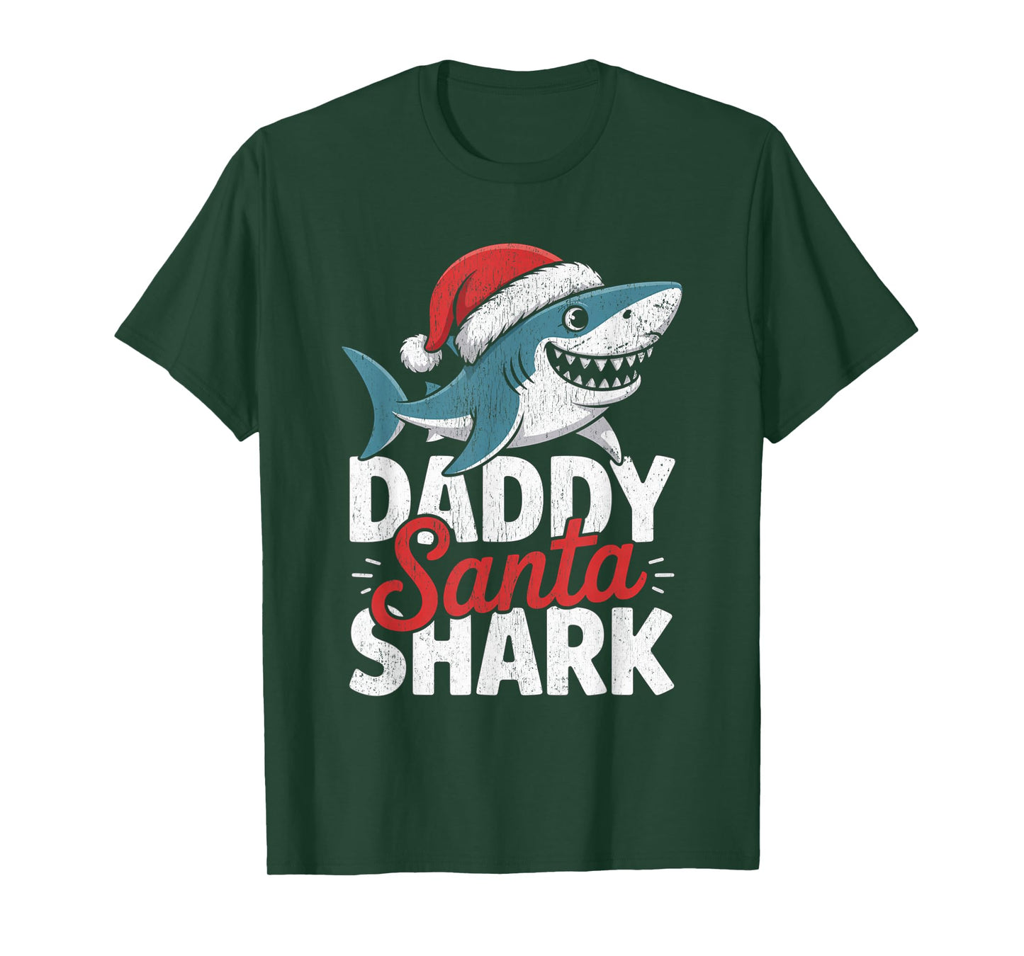 Papa Sharkmas Funny Shark Santa Hat Ugly Christmas Sweater T-Shirt