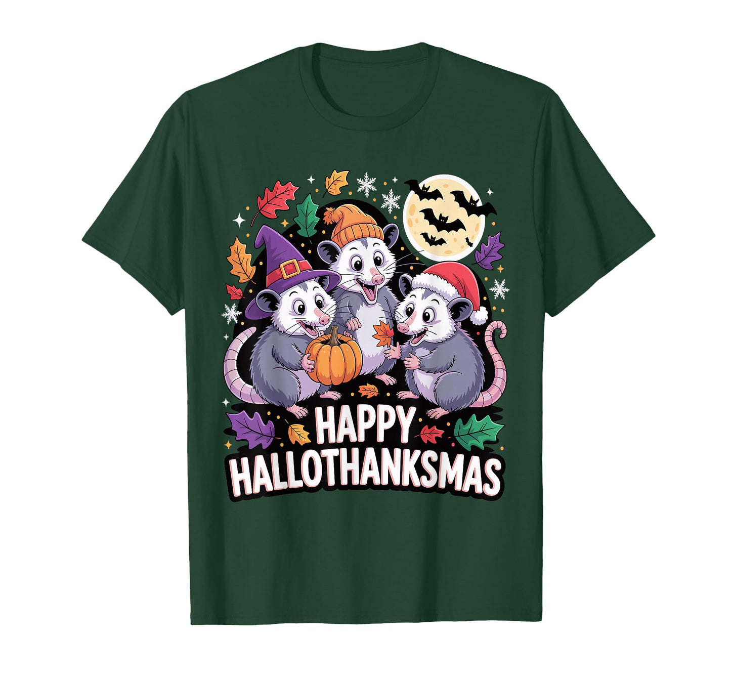 Happy Hallothanksmas Opossum Pumpkin Fun T-Shirt