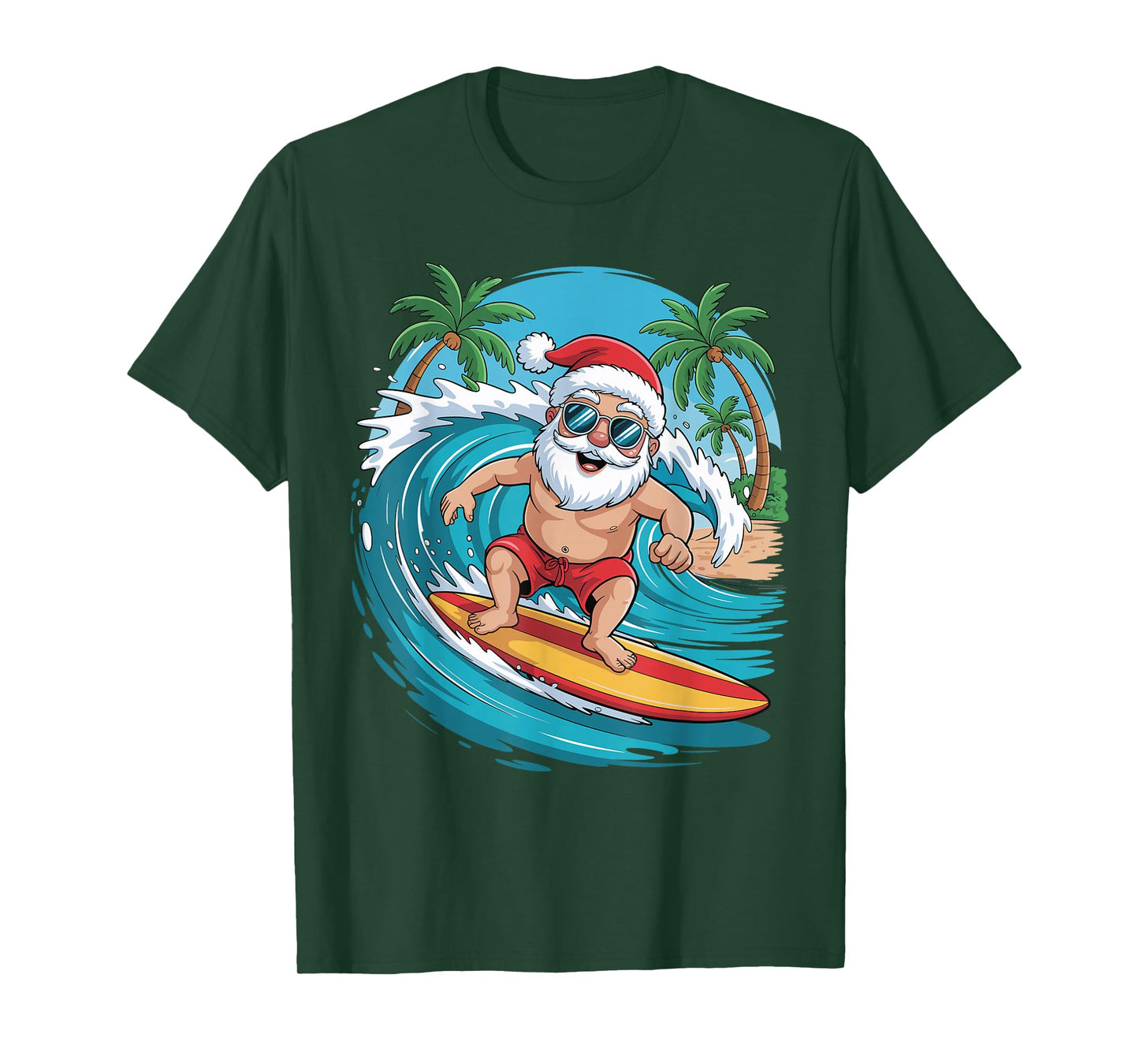 Santa Surfing Funny Surfer Holiday Christmas Xmas Pajama T-Shirt