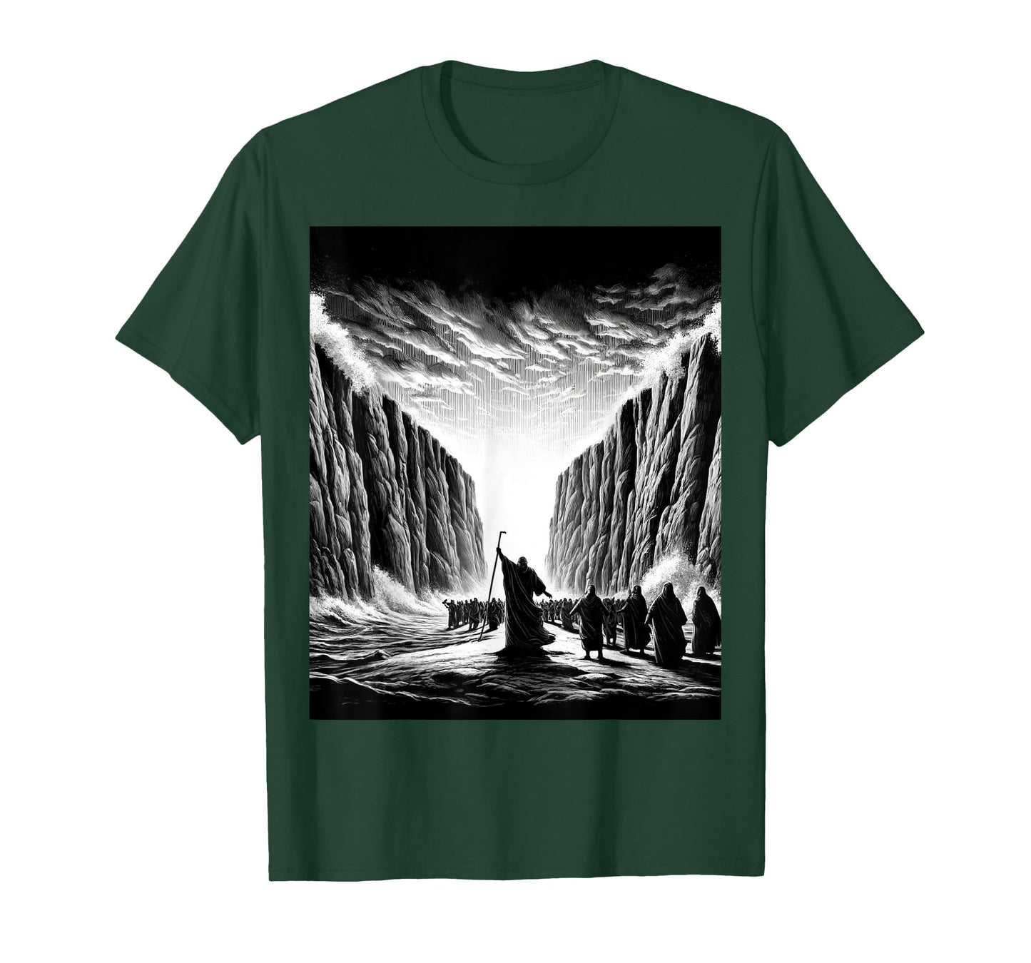Moses parting the Red Sea with the Israelites T-Shirt