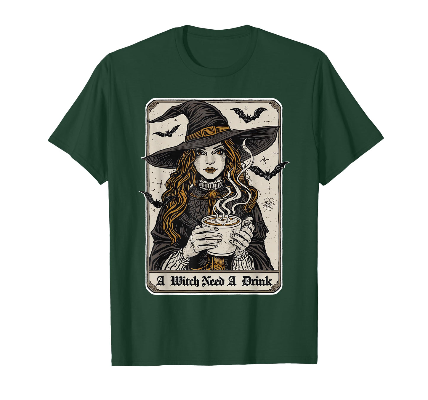 Vintage Halloween Witch Pumpkin Spice Latte Syrup Creamer T-Shirt