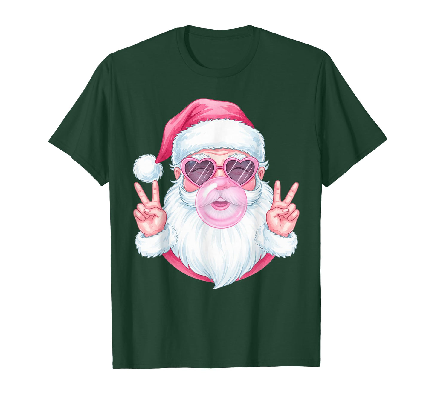 Vintage Retro Santa Christmas Bubble Gum Pink Sunglasses Kid T-Shirt