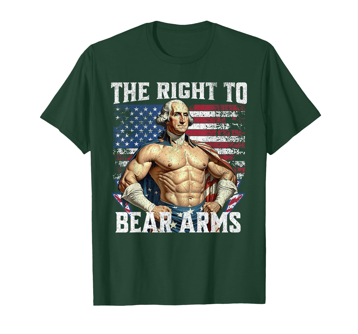 Bodybuilding 4th of July Dad USA Flag 2nd Bear Arms T-Shirt