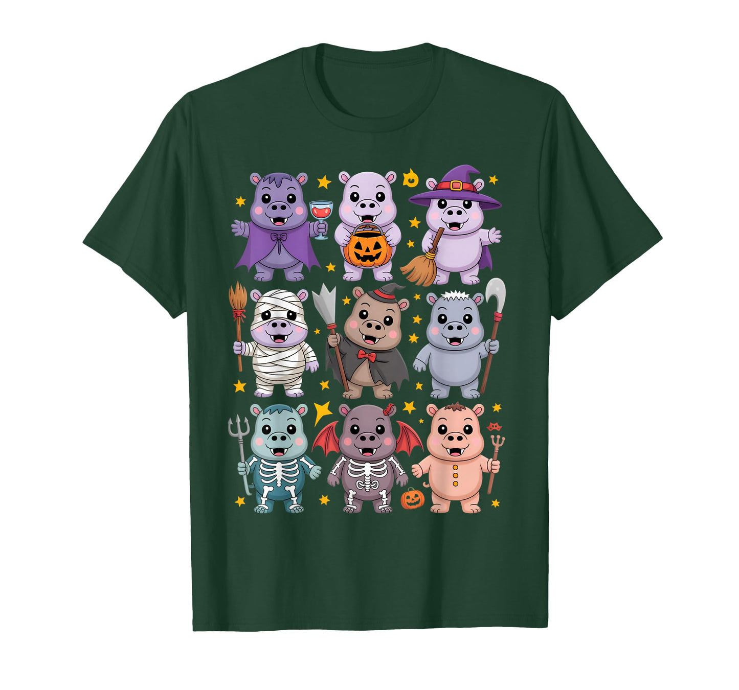 Cute Funny Halloween Hippo Boo Costume Retro Spooky Design T-Shirt