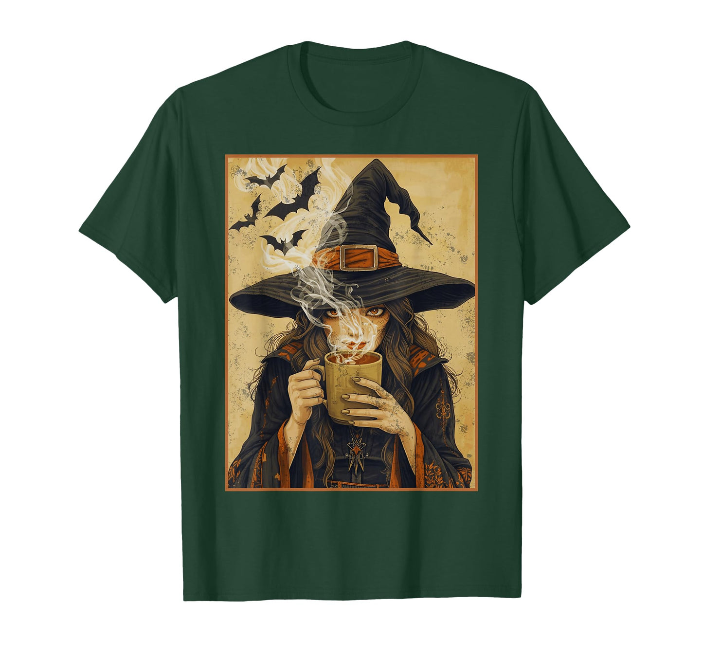 Vintage Halloween Witch Pumpkin Spice Latte Syrup Creamer T-Shirt