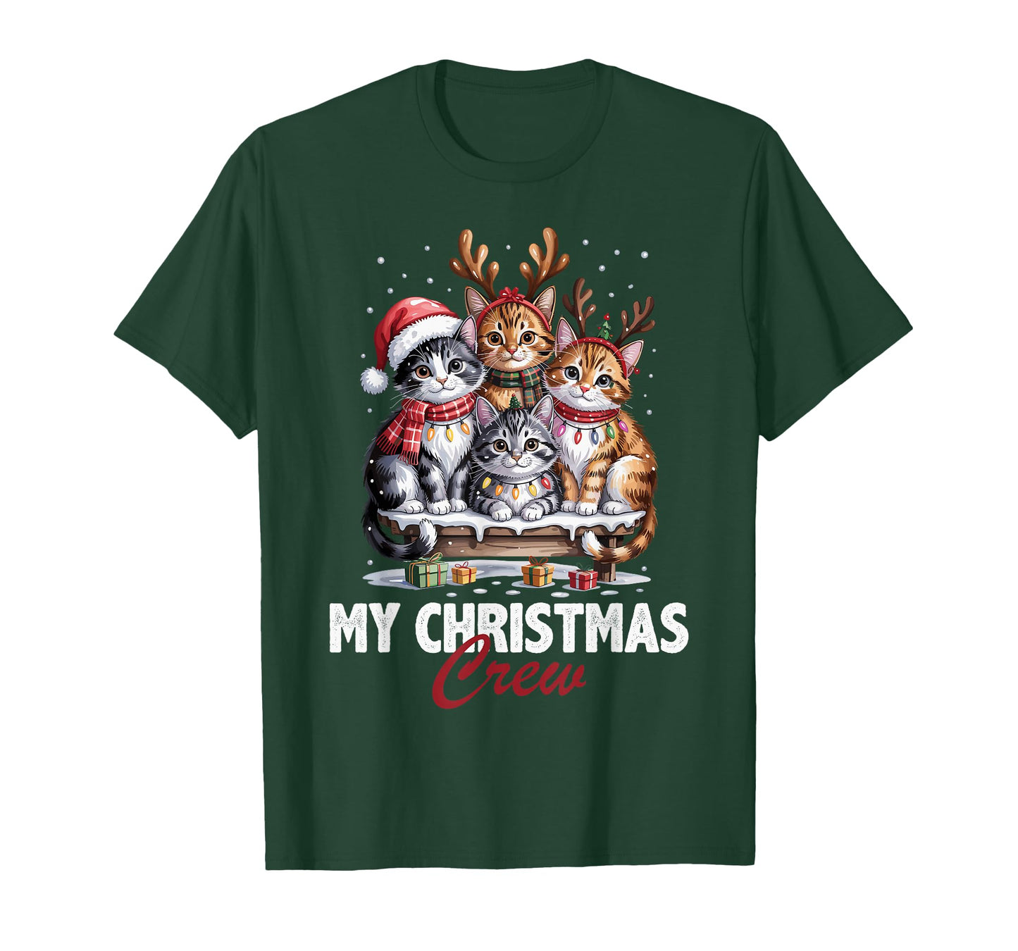 Cat Christmas Crew Cute Pet Lovers Funny Holiday Pajama T-Shirt
