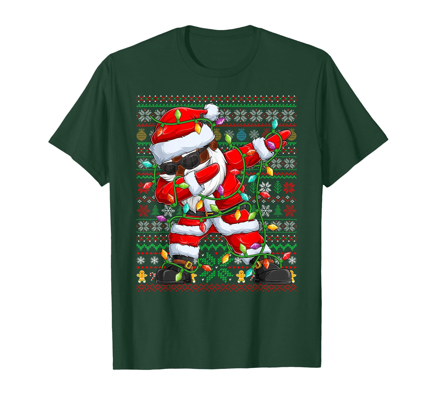 Dabbing Santa Xmas Lights Pajamas Ugly Christmas Sweaters T-Shirt
