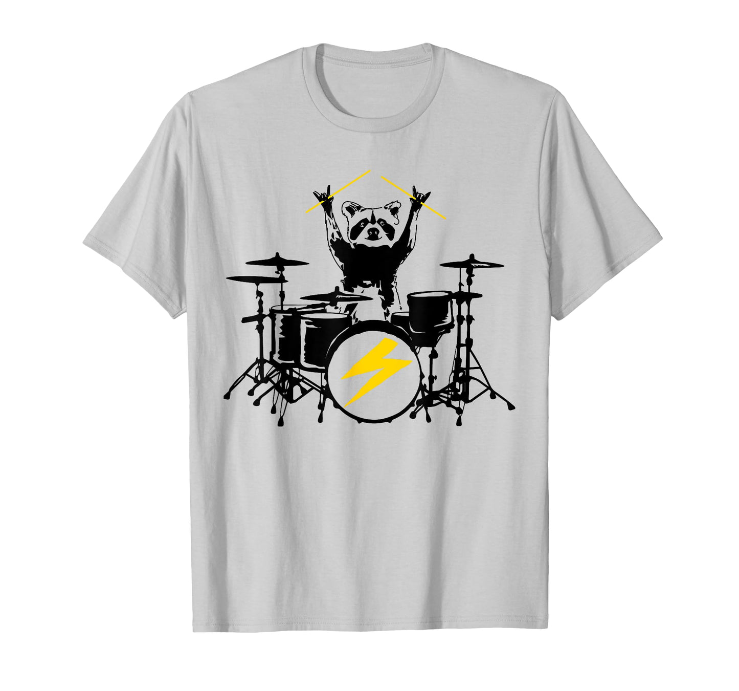 Funny Raccoon Playing Drum Kit Graphic T-Shirt