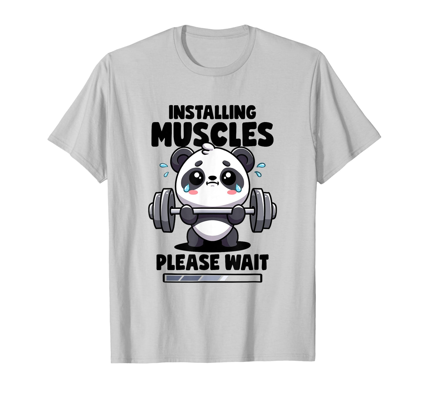 Installing Muscles Please Wait Panda Lifting Gym Quote Panda T-Shirt