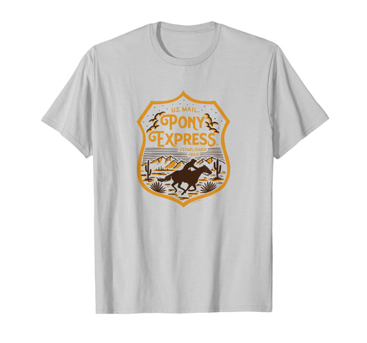 USPS - Pony Express U.S. Mail Desert Ride Badge T-Shirt