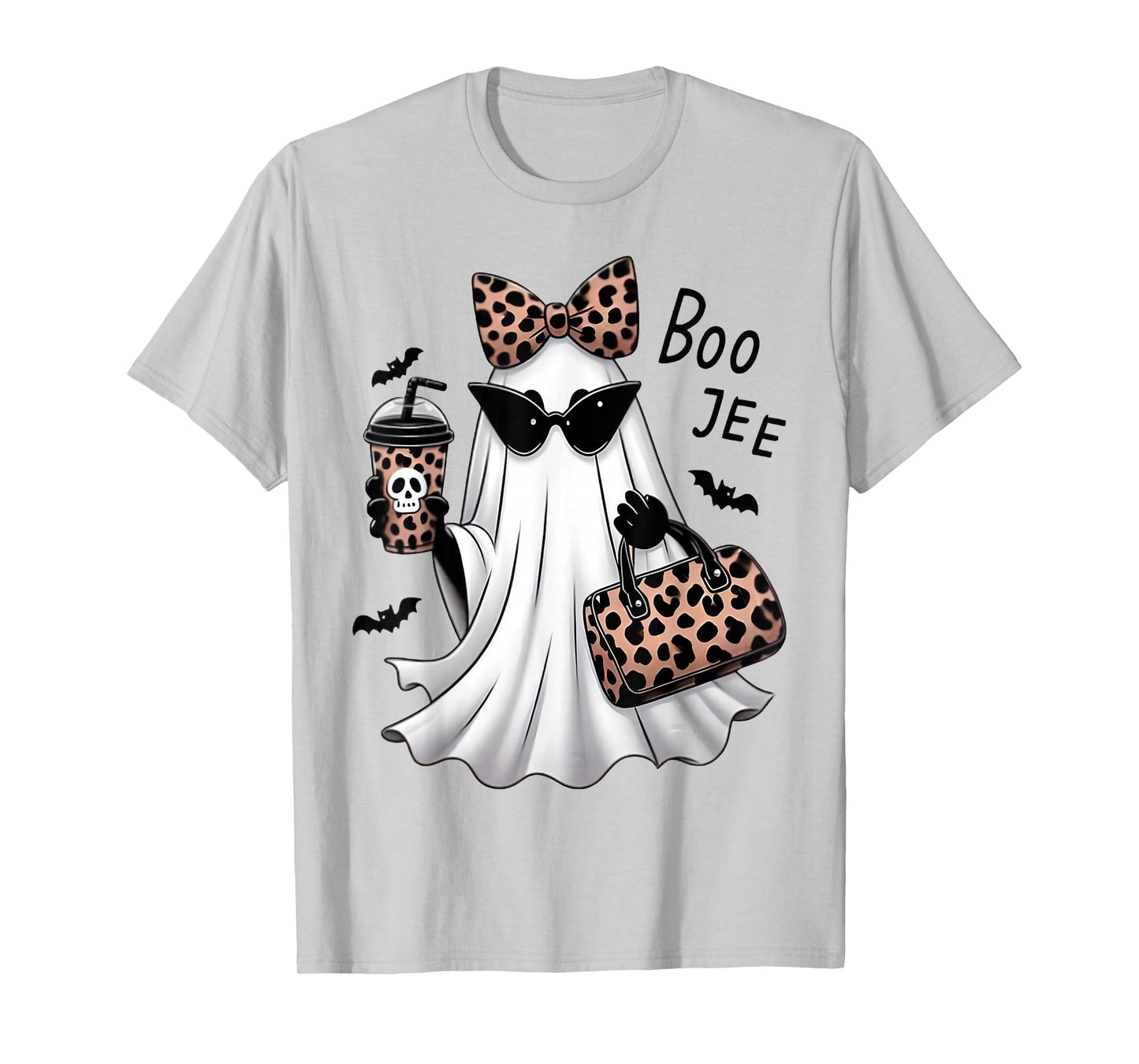 Coquette Leopard Ghost Coffee Boo-JEE Halloween Boujee Ghost T-Shirt