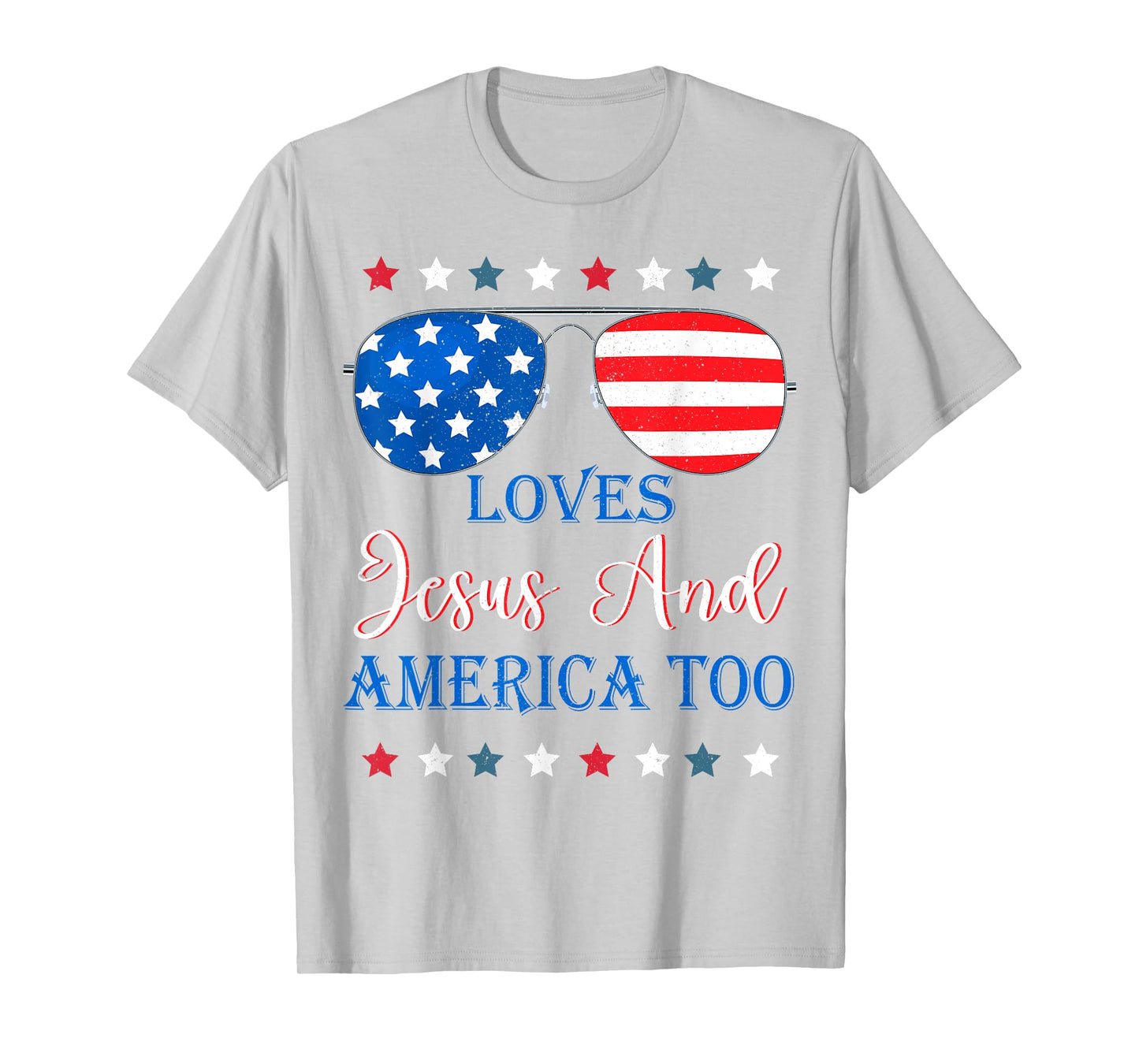 Loves Jesus America Too Toddler Boy USA Flag Christ Patriot T-Shirt