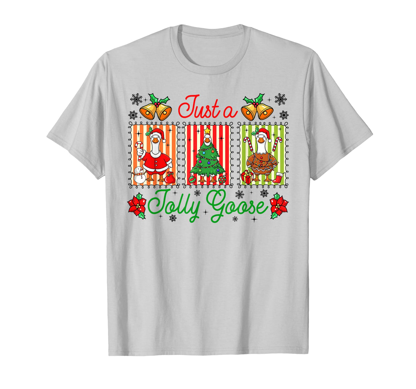 Just A Jolly Goose Preppy Coquette Christmas Goose Costume T-Shirt