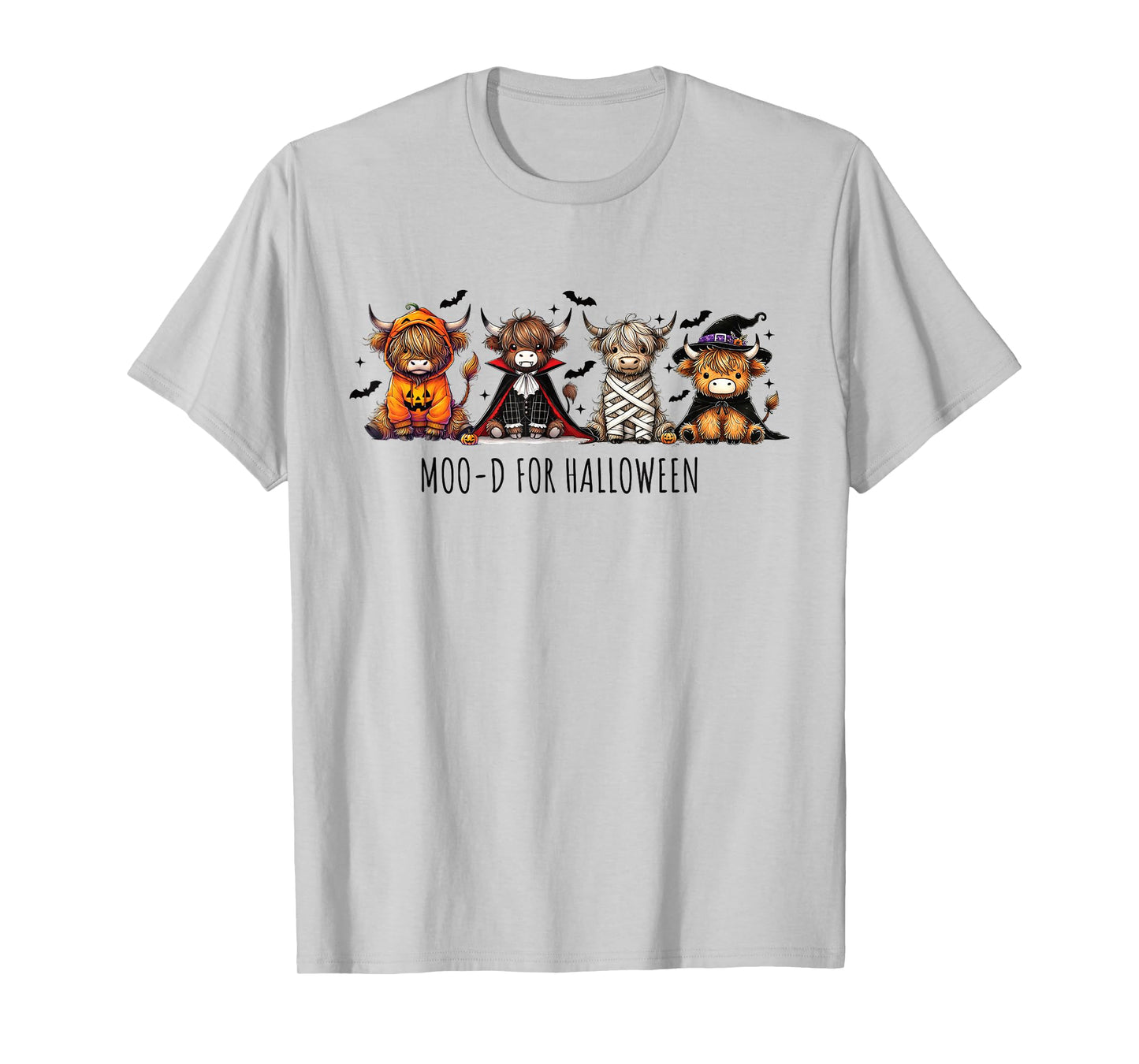 Cute Highland Cow Halloween Costume Pumpkin Witch Vampire T-Shirt