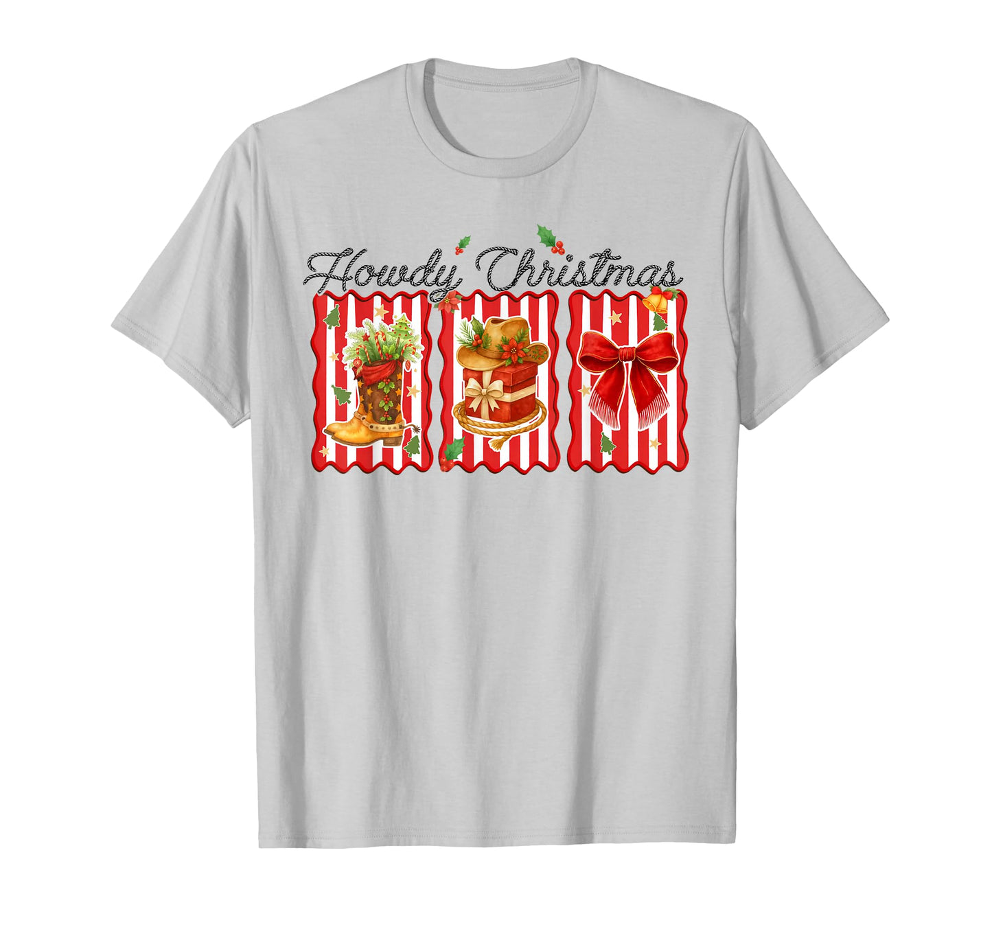 Howdy Christmas Western Coquette Bow Cowboy Cowgirl Santa T-Shirt