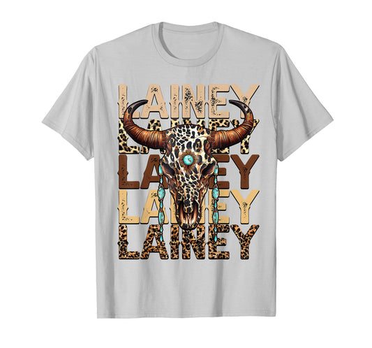 Retro Cow Skull Lainey Name Cowgirl Personalized Western T-Shirt