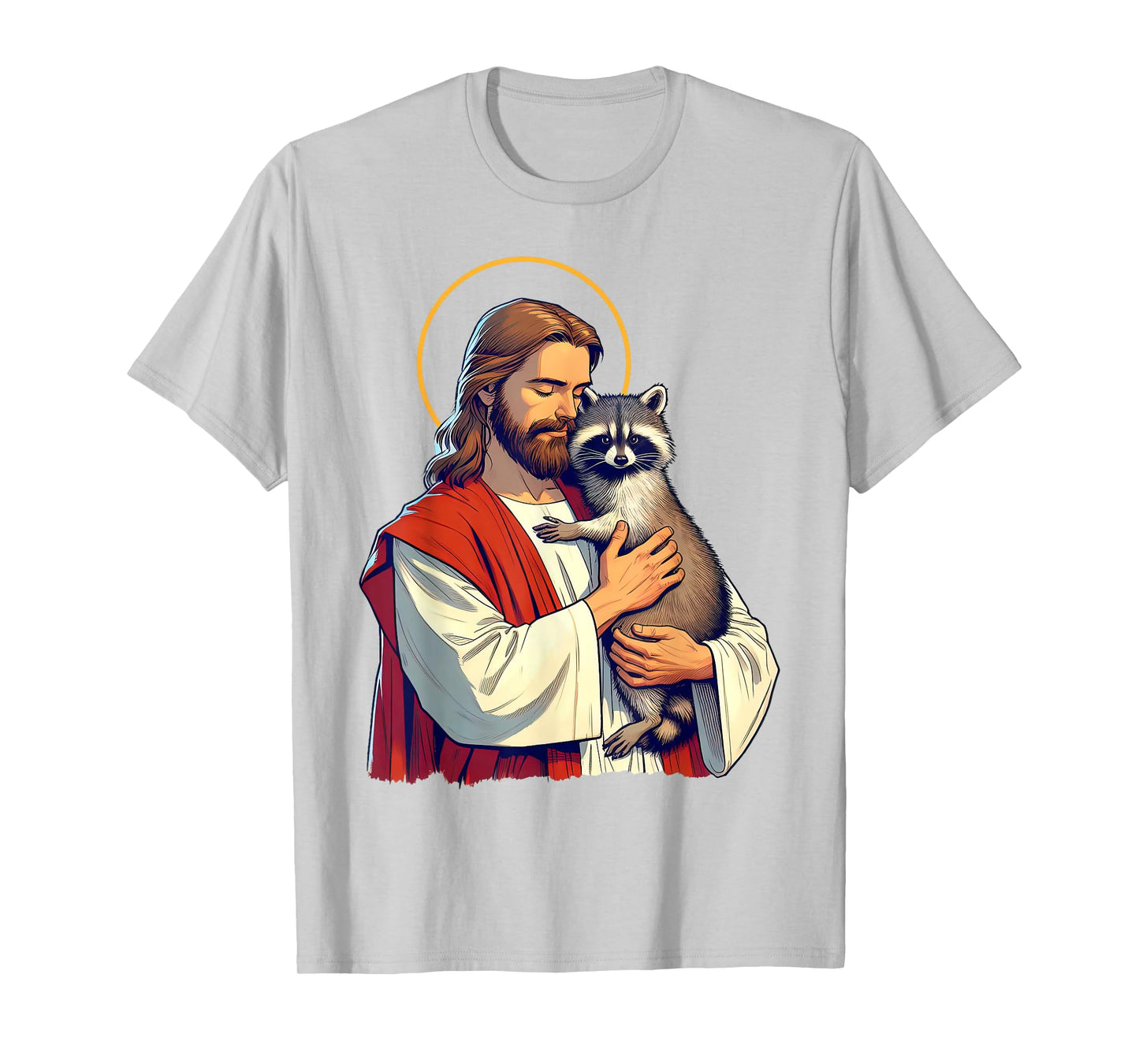 Racoon Lover Trash Eater Christian Jesus Holding A Racoon T-Shirt