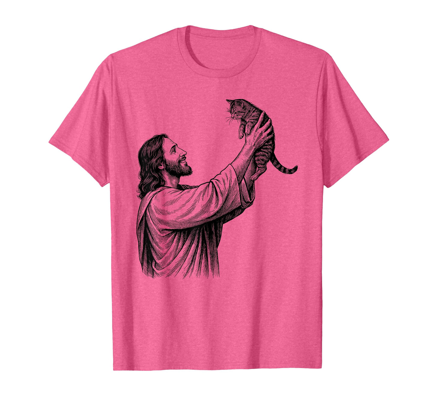 Vintage Jesus Holding Cat Christian T-Shirt