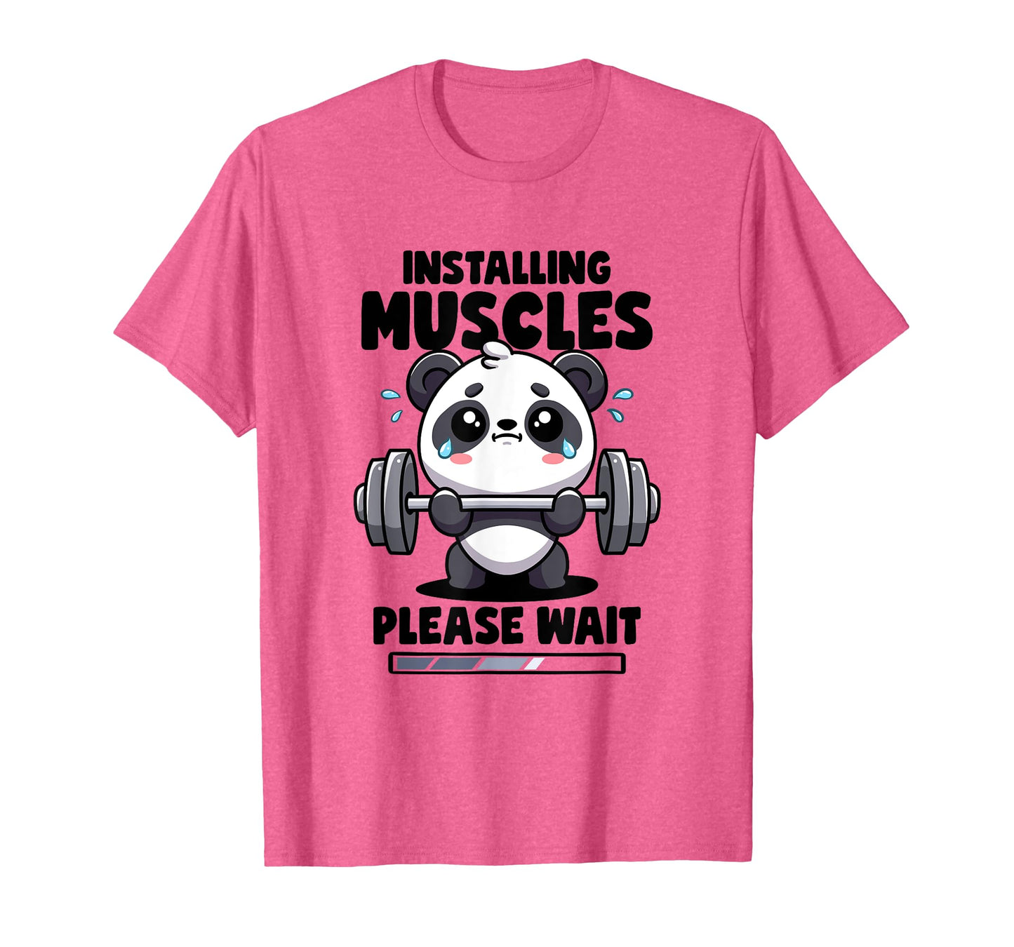 Installing Muscles Please Wait Panda Lifting Gym Quote Panda T-Shirt