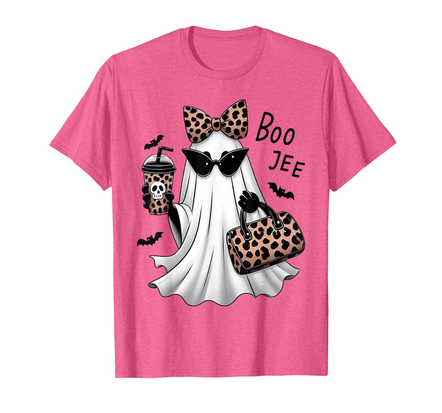 Coquette Leopard Ghost Coffee Boo-JEE Halloween Boujee Ghost T-Shirt
