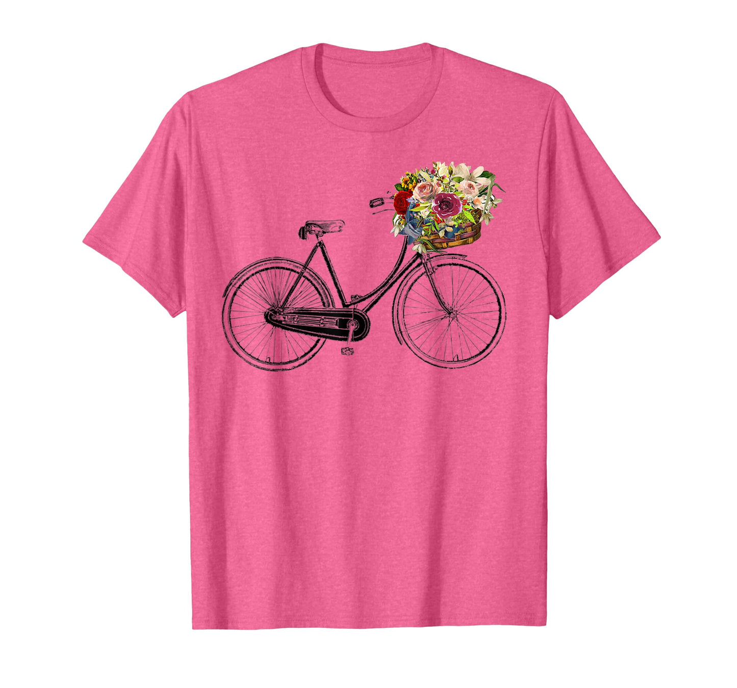 Vintage Sketch Drawing Bike Bicycle Flower Basket T-Shirt
